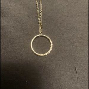 Silver with mini diamonds circle necklace
